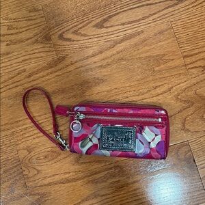 Coach Poppy Satin Accordion Zip Wallet